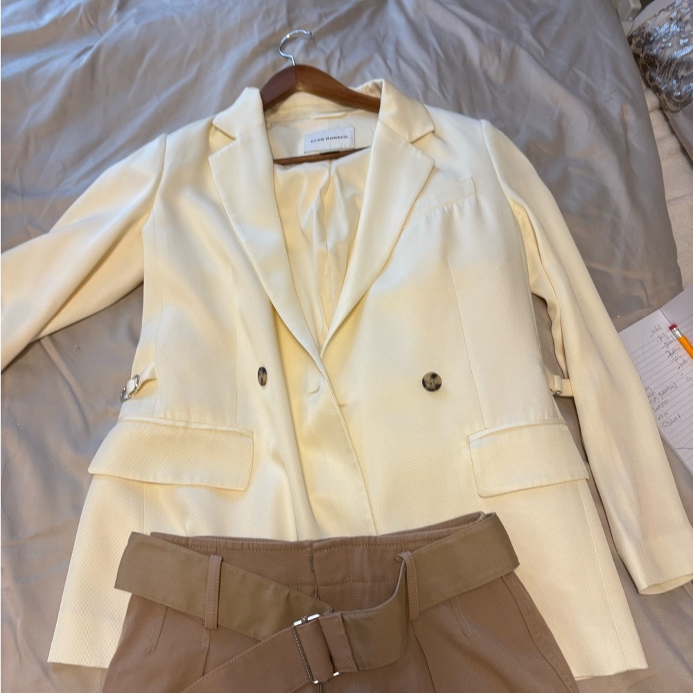 Elegant Cream Double-Breasted Women's Blazer
Pants Included priced fo both